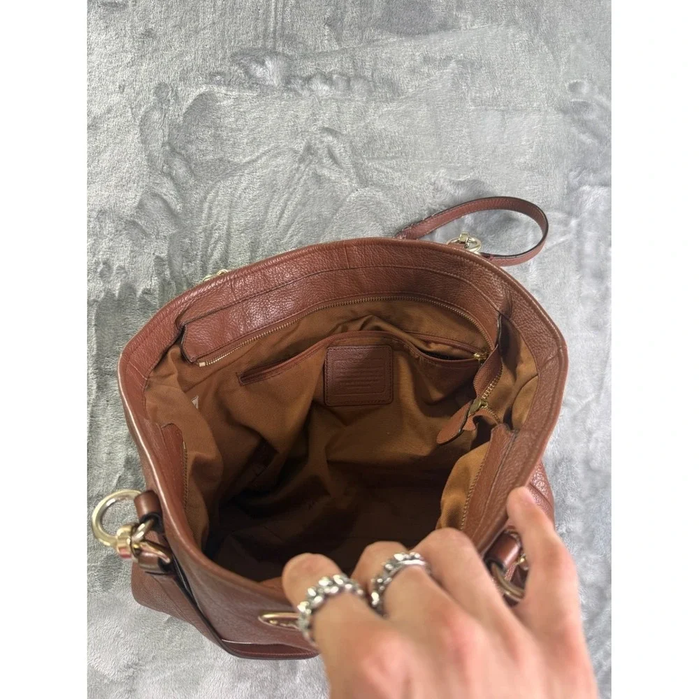Coach Madison Phoebe Large Brown Pebbled Leather Shoulder Bag Tote F25635 Used